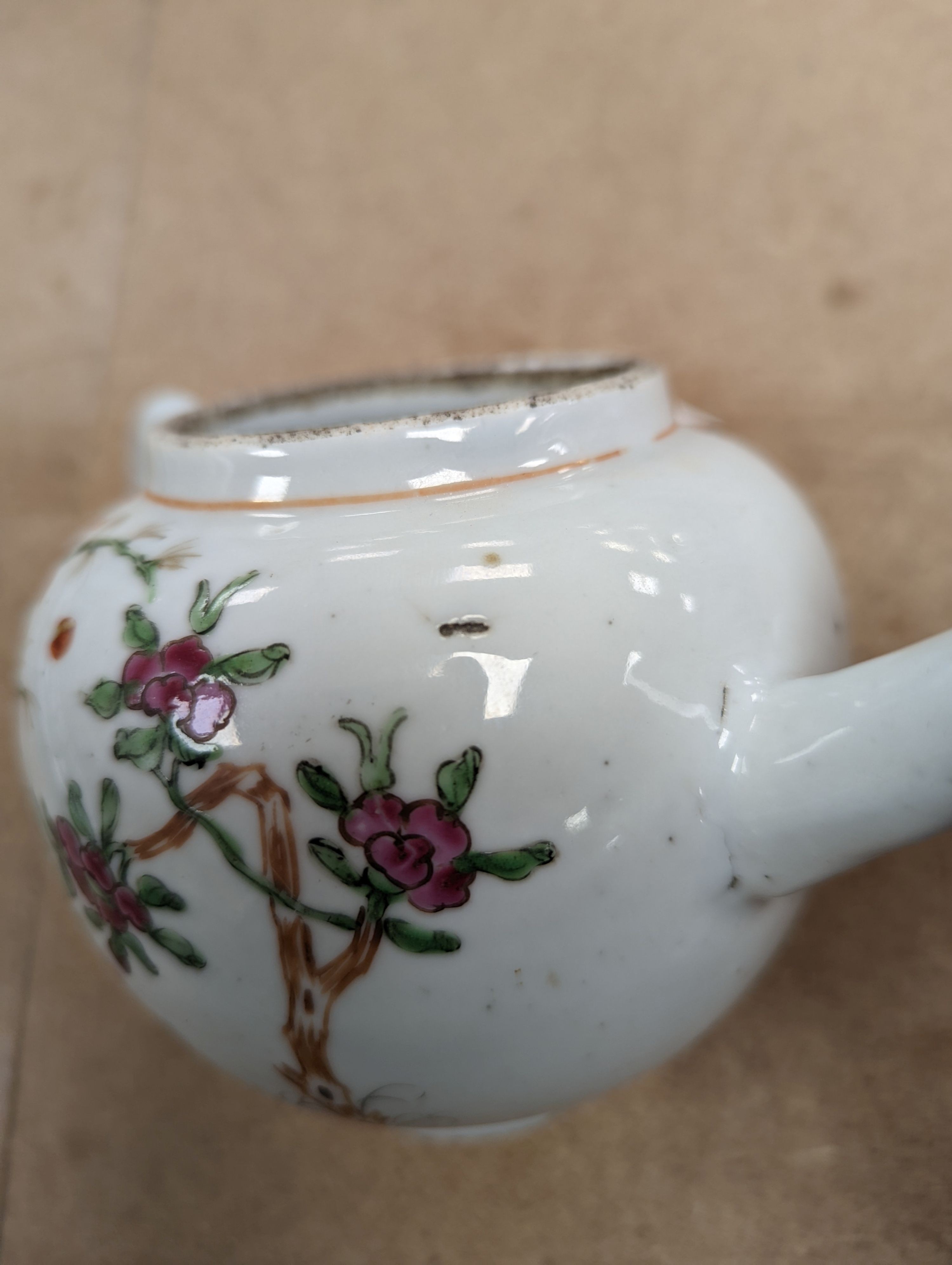 An 18th century Chinese famille rose teapot and associated cover 13cm